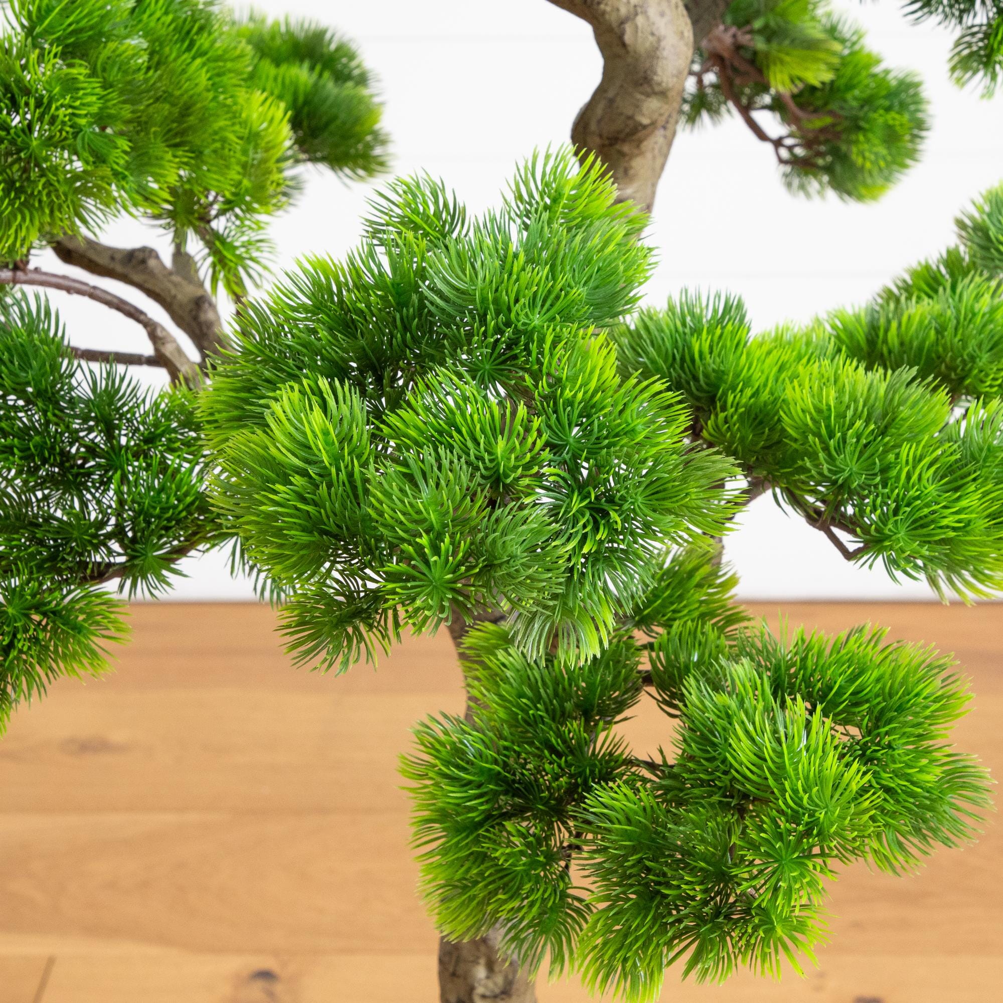 5’ Artificial Bonsai Style Cedar Tree in Decorative White Planter