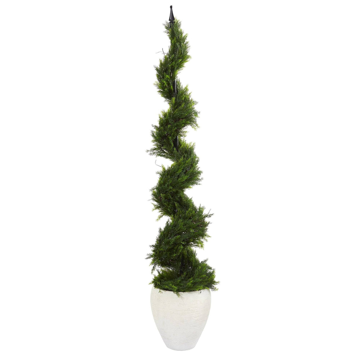 5.5’ Cypress Artificial Spiral Tree in White Planter