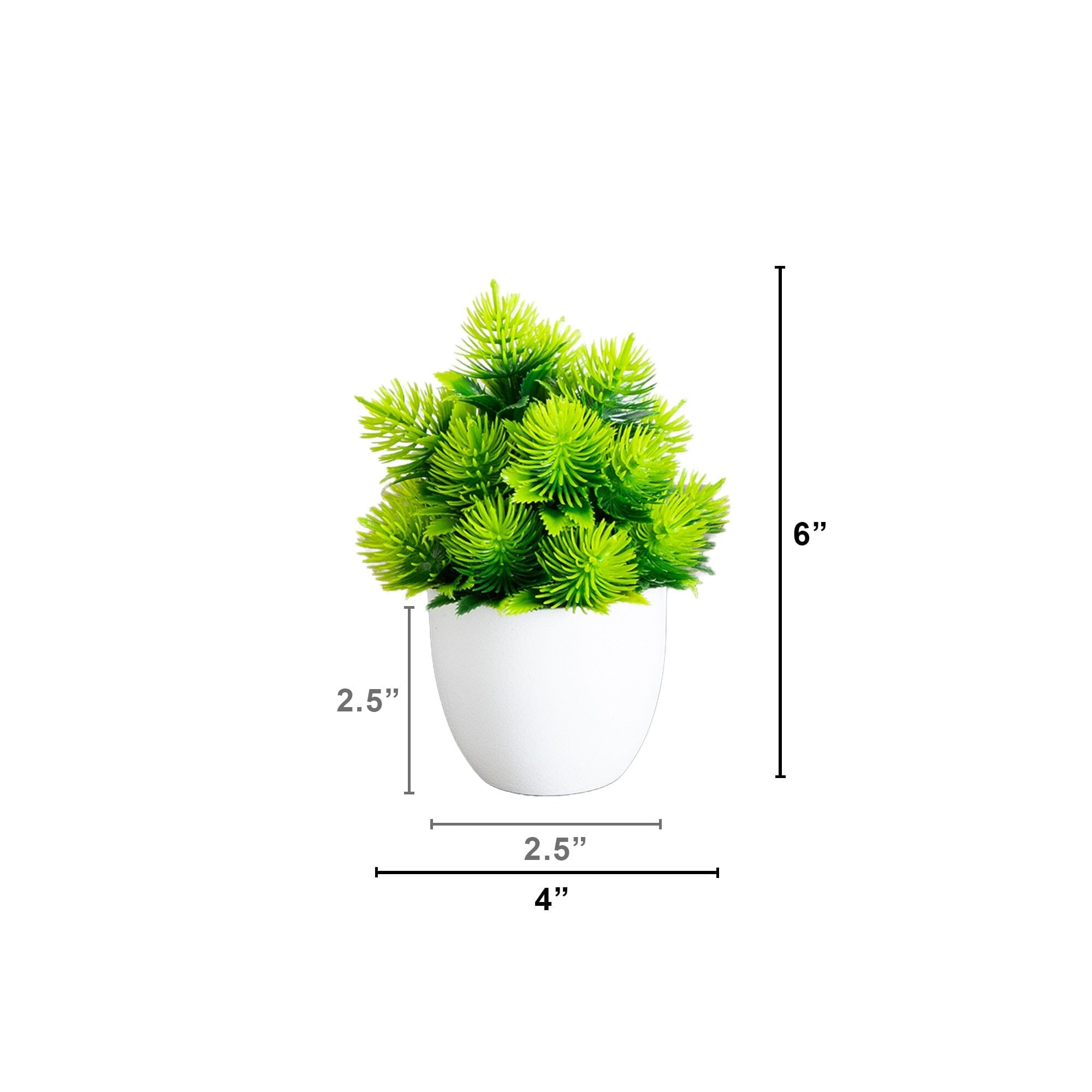6” Artificial Cactus Plant in White Round Pot - Set of 3