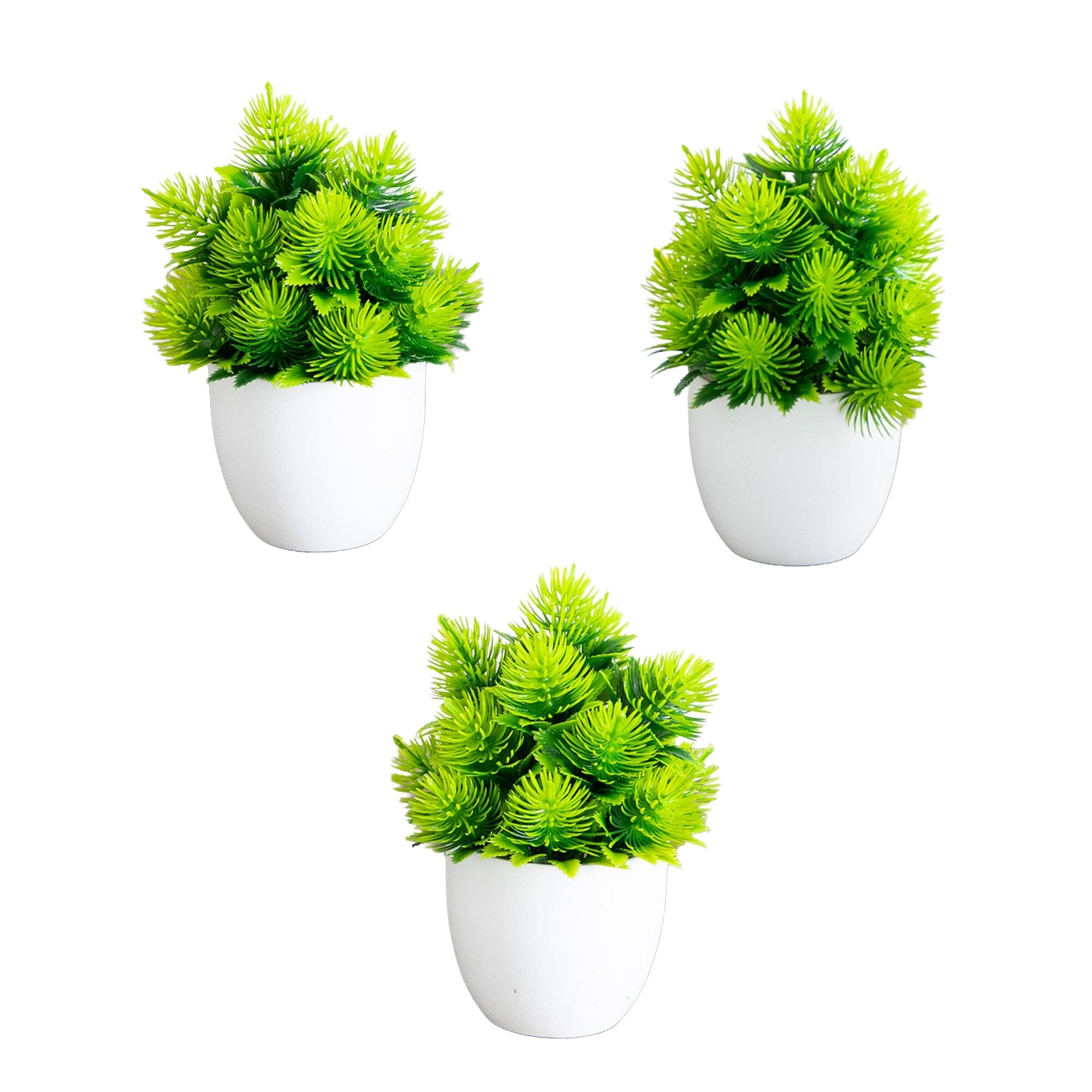 6” Artificial Cactus Plant in White Round Pot - Set of 3