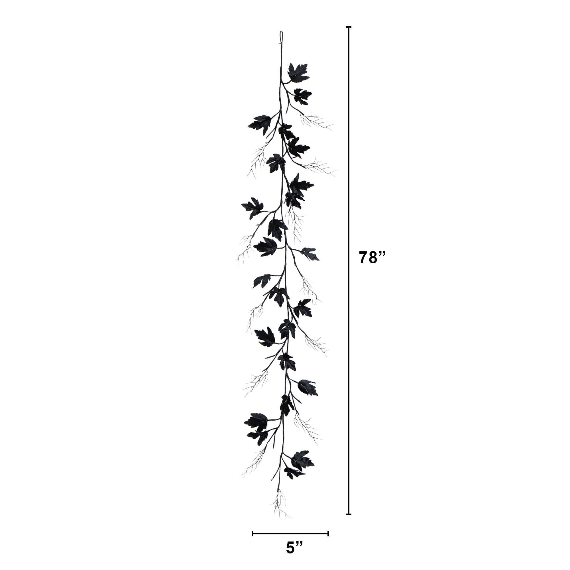 6.5' Pre-Lit Artificial Halloween Black Maple Garland with 48 Orange & Purple LED Lights