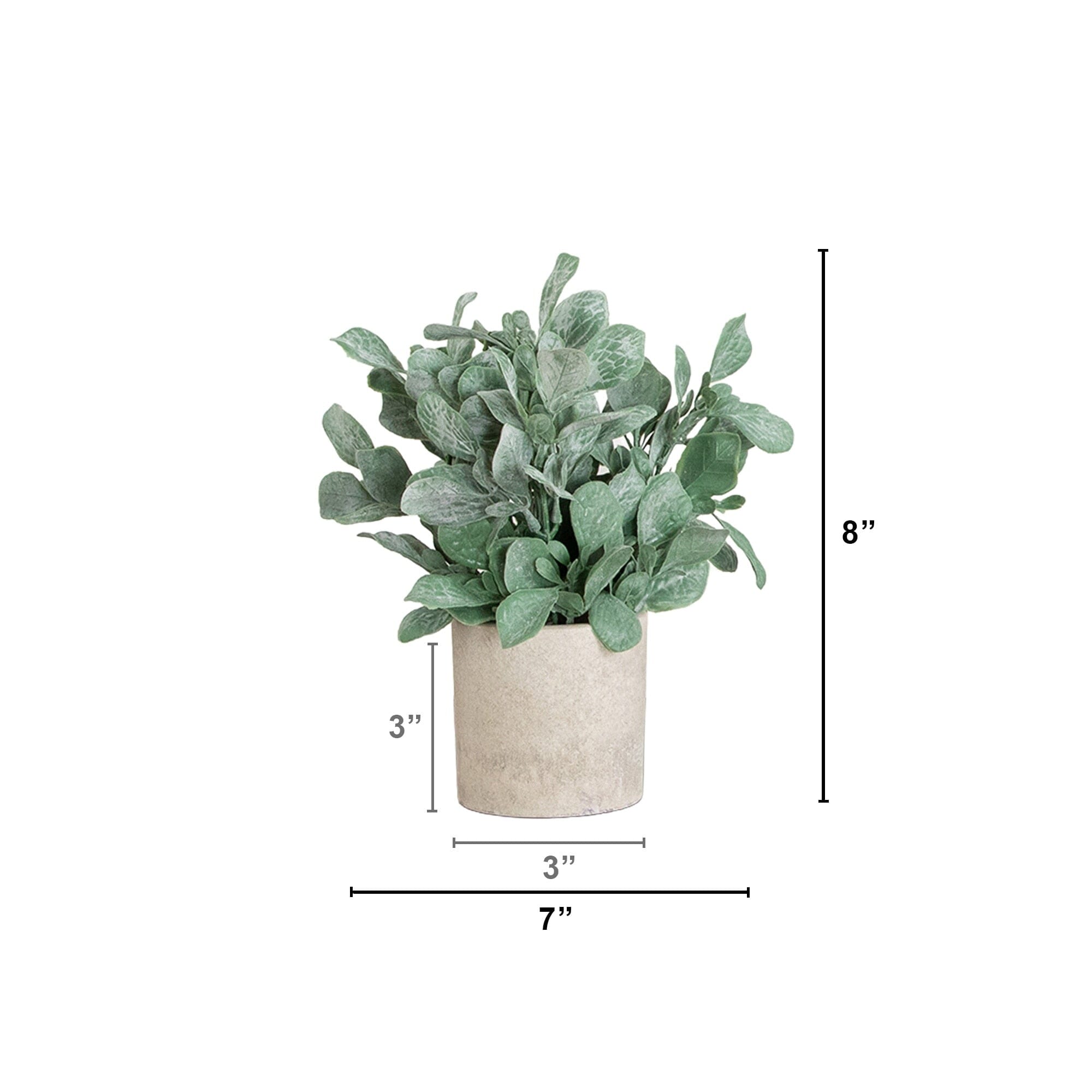 8" Artificial Lambs Ear in Decorative Planter - Set of 3