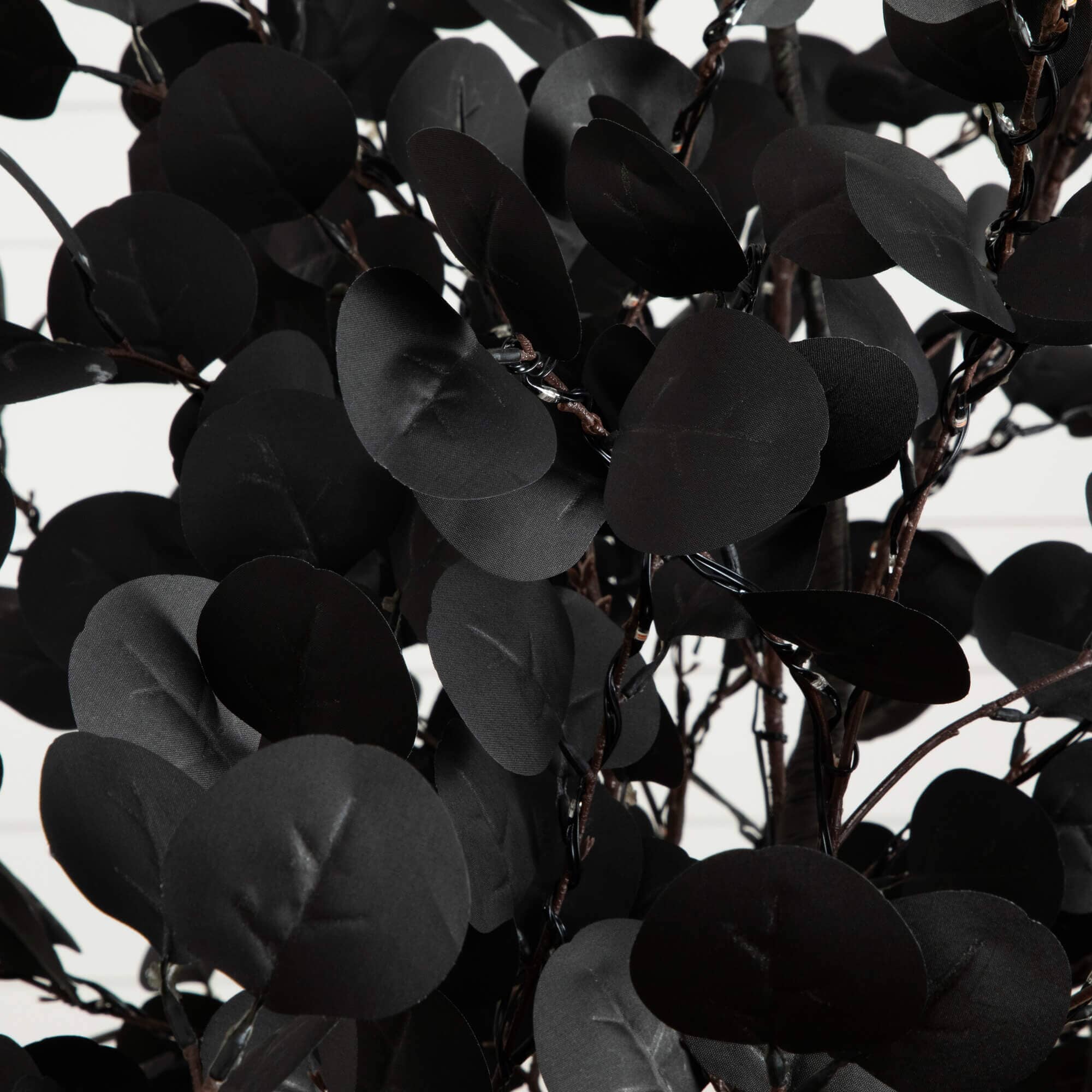 9' Pre-Lit Artificial Halloween Black Eucalyptus Tree with 700 Orange & Purple LED Lights
