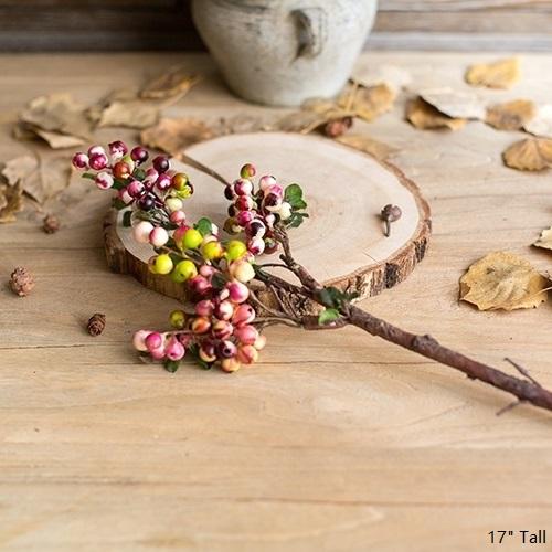 Artificial Fruit Artificial Berry Stem in Yellow Red 17" Tall