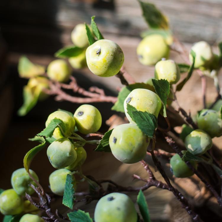 Artificial Fruit Mini Apple Stems in Green 23" Tall Silk Plant