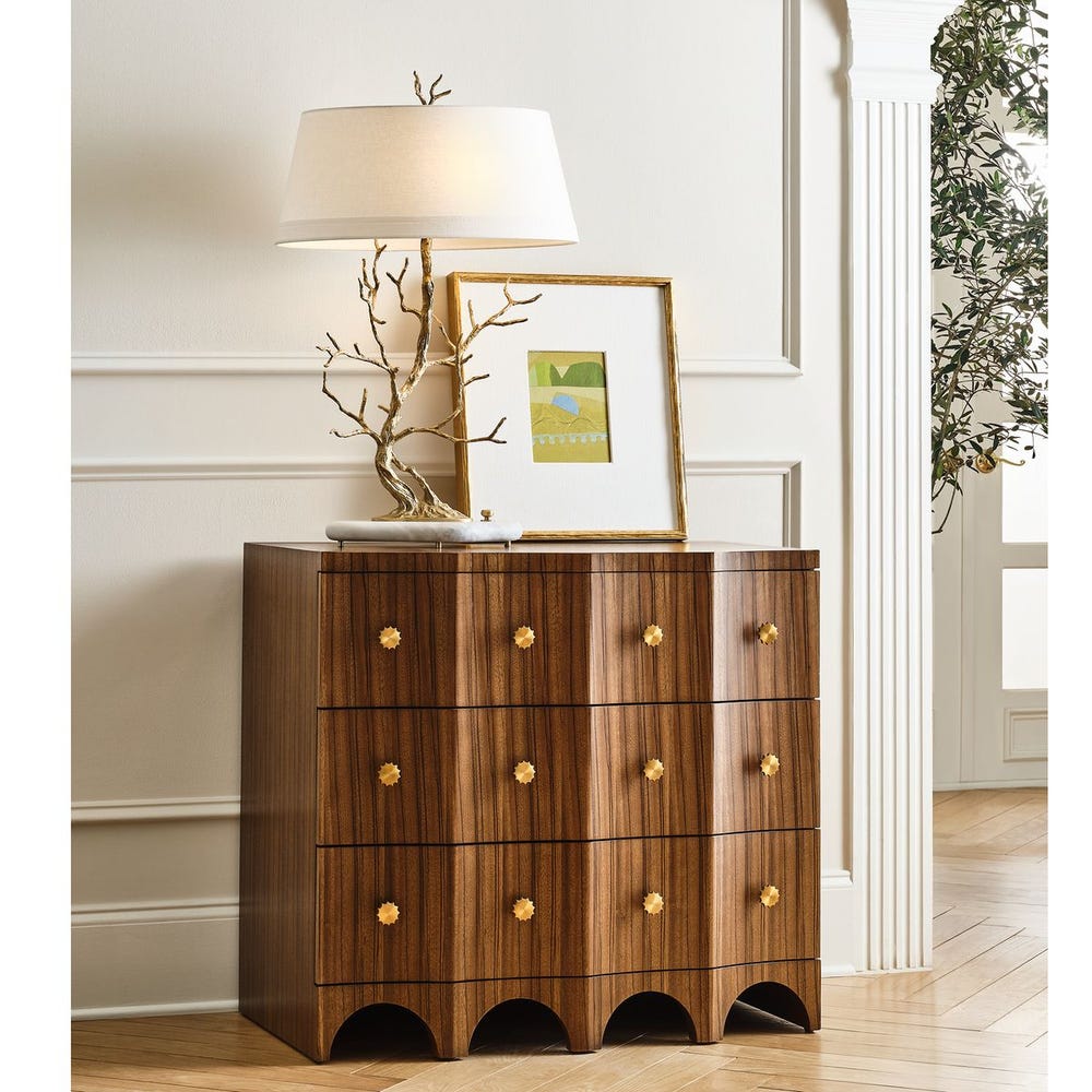 Branch table lamp styled on a wood chest