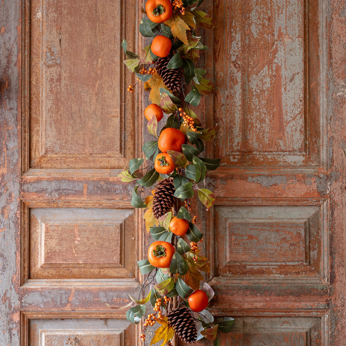 Lifelike Autumn Persimmon Garland Set of 2