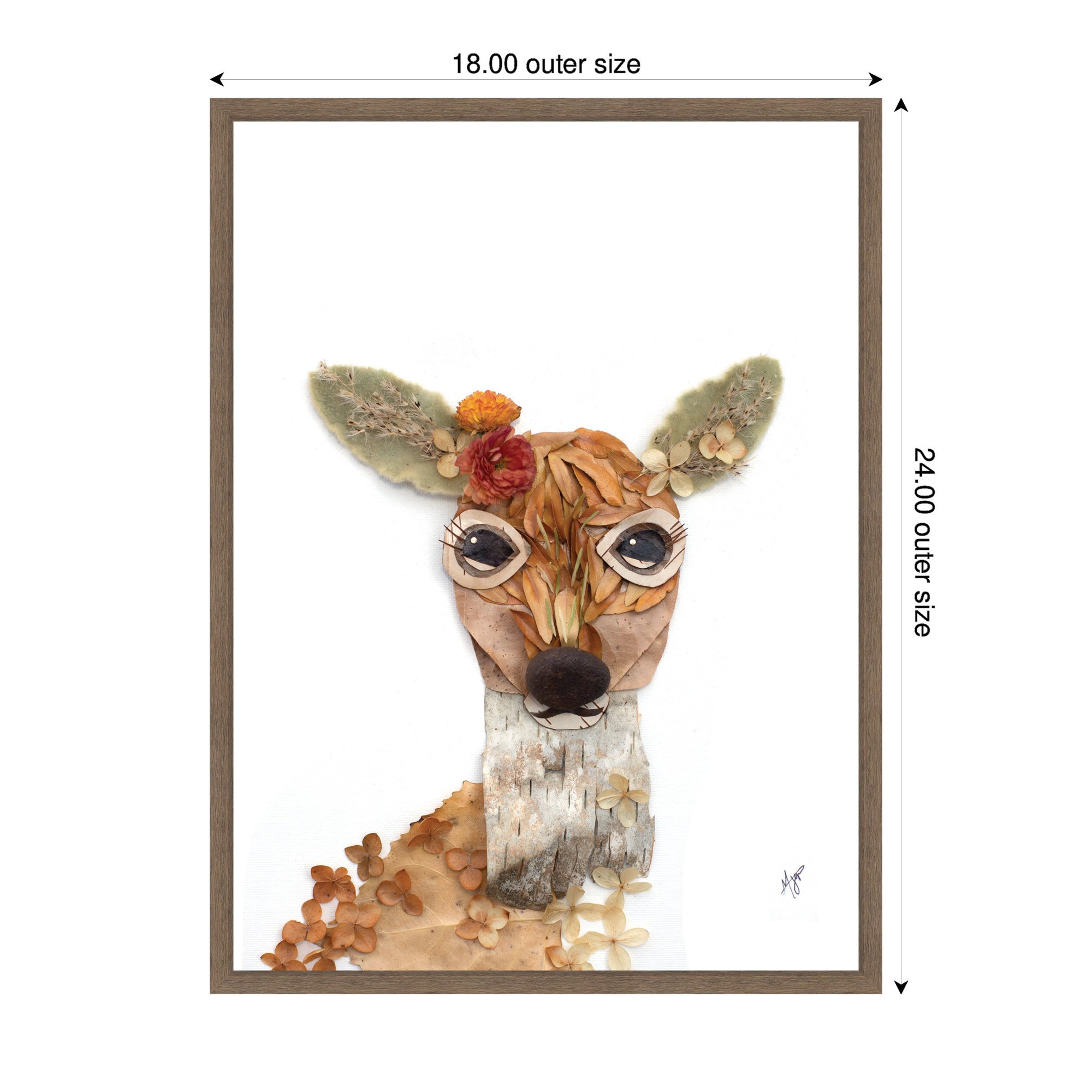 Deer with Flowers by Madeline Jeppesen Framed Canvas Wall Art Print