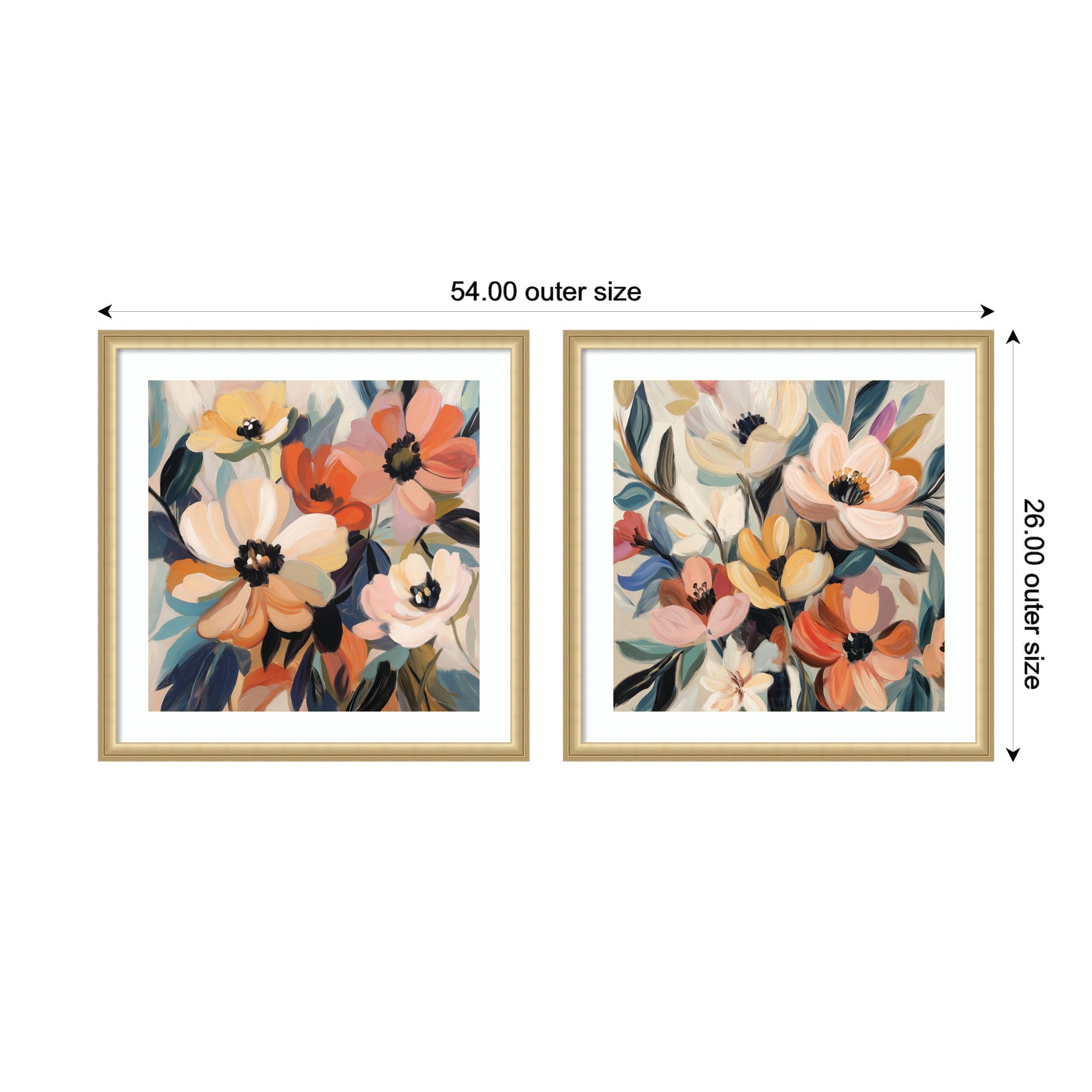Garden Bloom Abstract Bouquet 2 Piece Framed Wall Art Print Set by The Creative Bunch Studio
