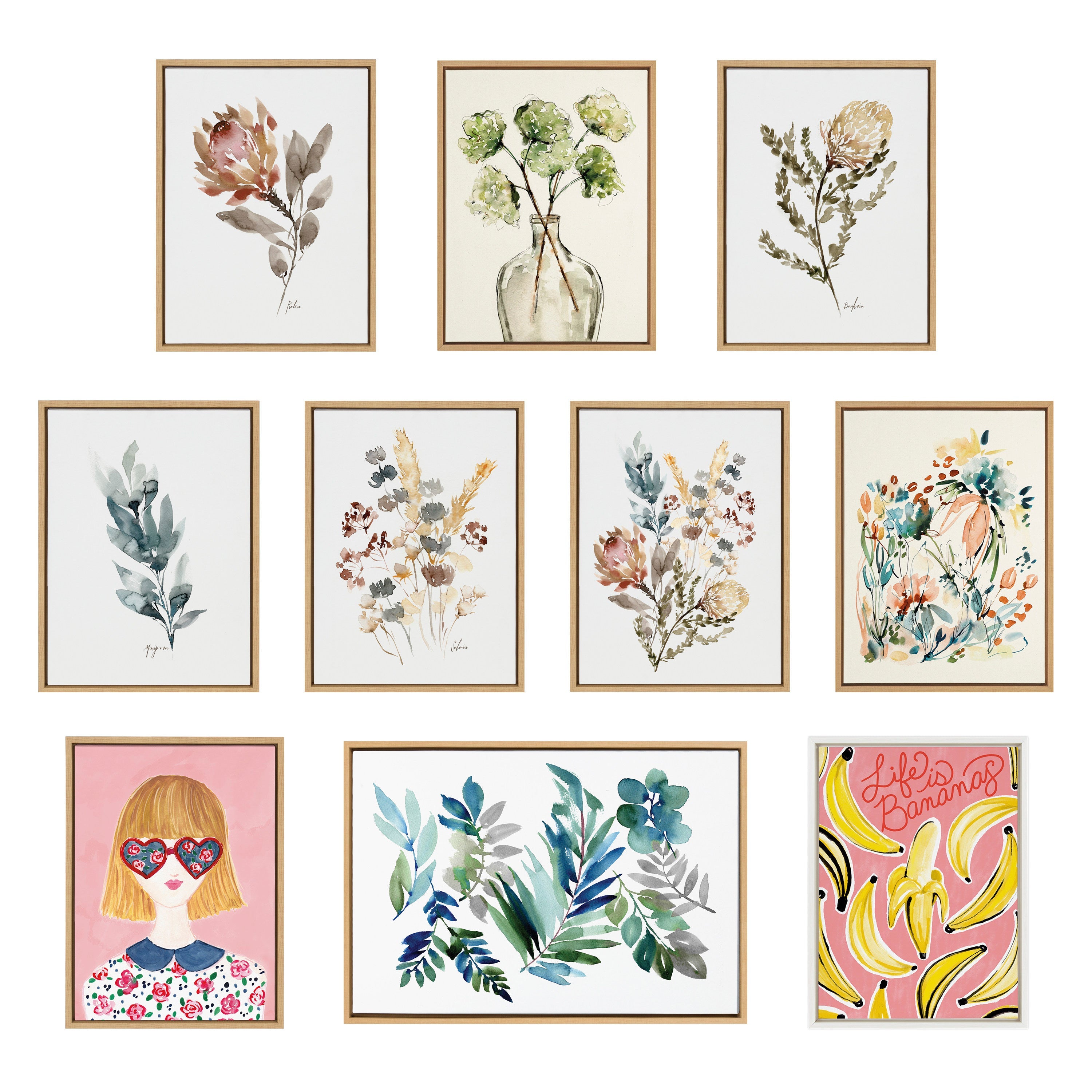 Sylvie Wildflower Bunch and Wild Salvia Framed Canvas Art Set by Sara Berrenson