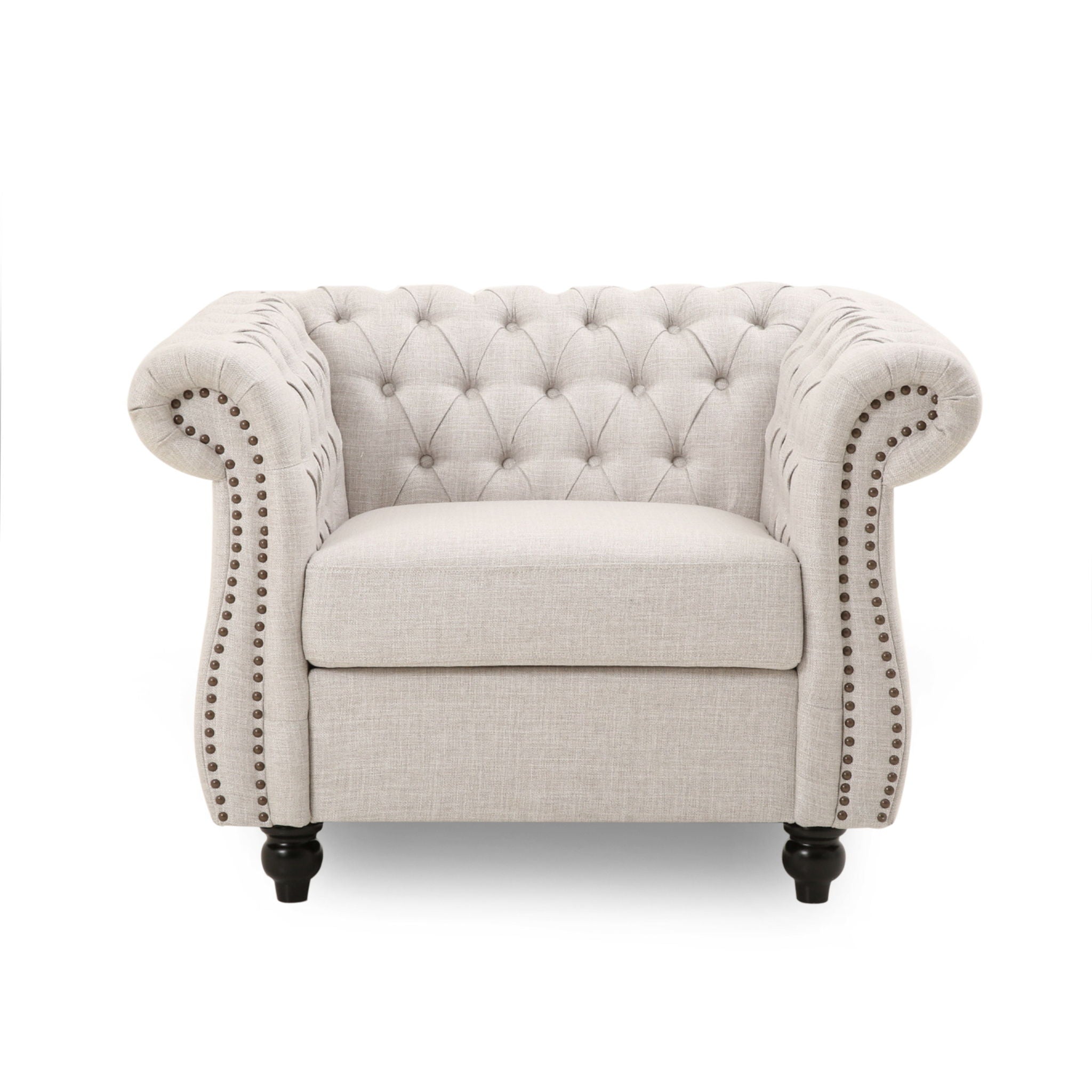 Nexuson Upholstered Chesterfield Chair With Deep Tufted And Nailhead Trim