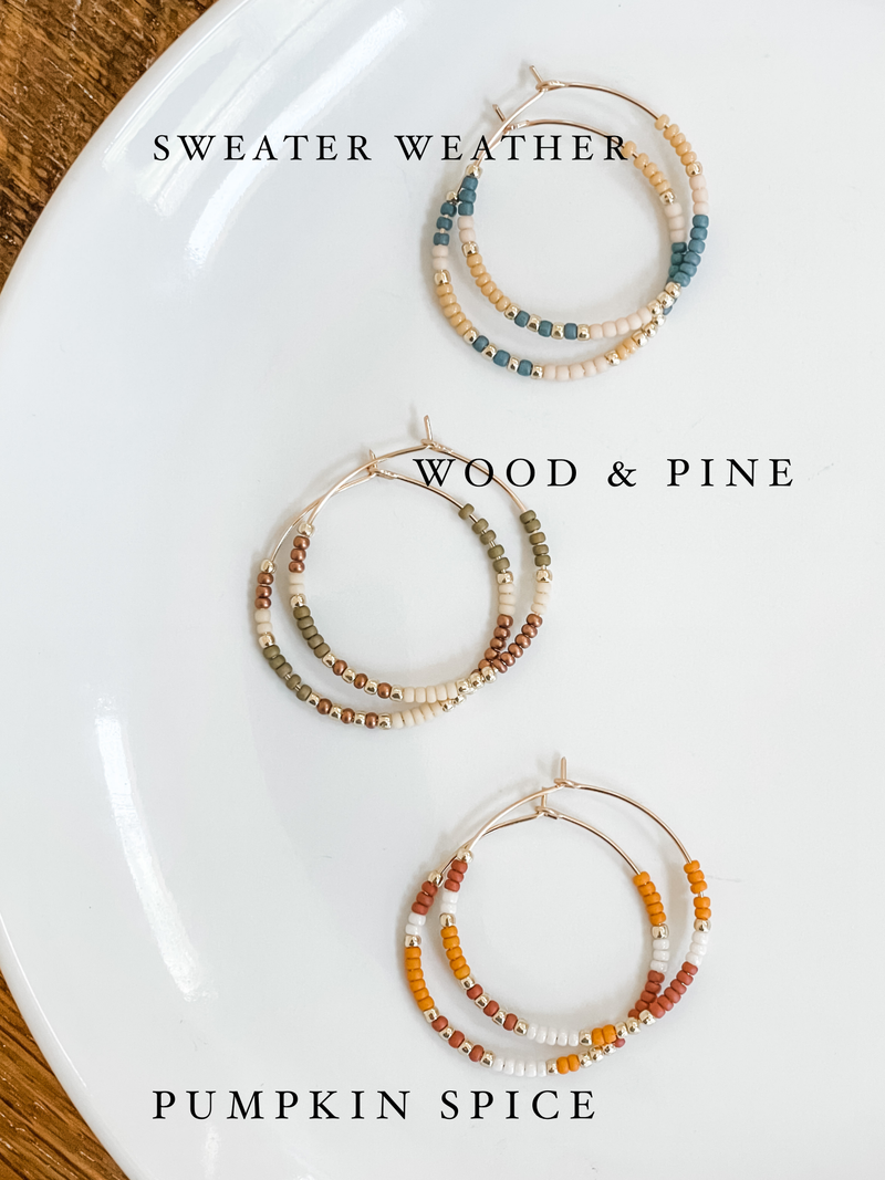 Fall Edition - Beaded Hoop Earrings - Hypoallergenic, Boho