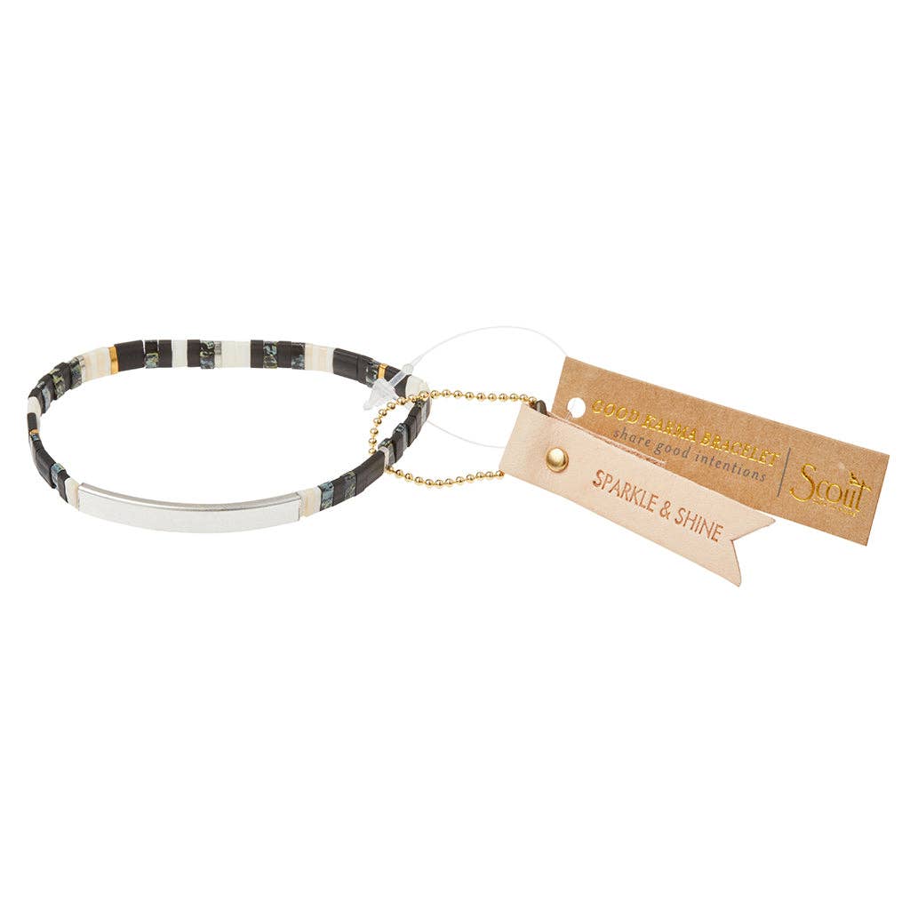 Good Karma Miyuki Bracelet | Sparkle & Shine - Raven/Silver