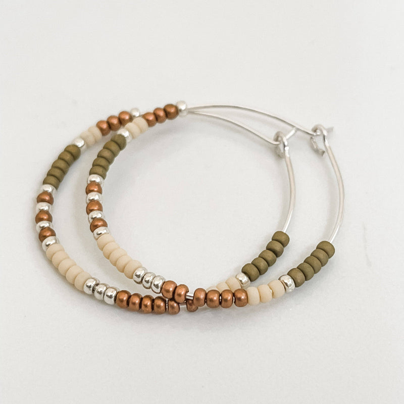 Fall Edition - Beaded Hoop Earrings - Hypoallergenic, Boho