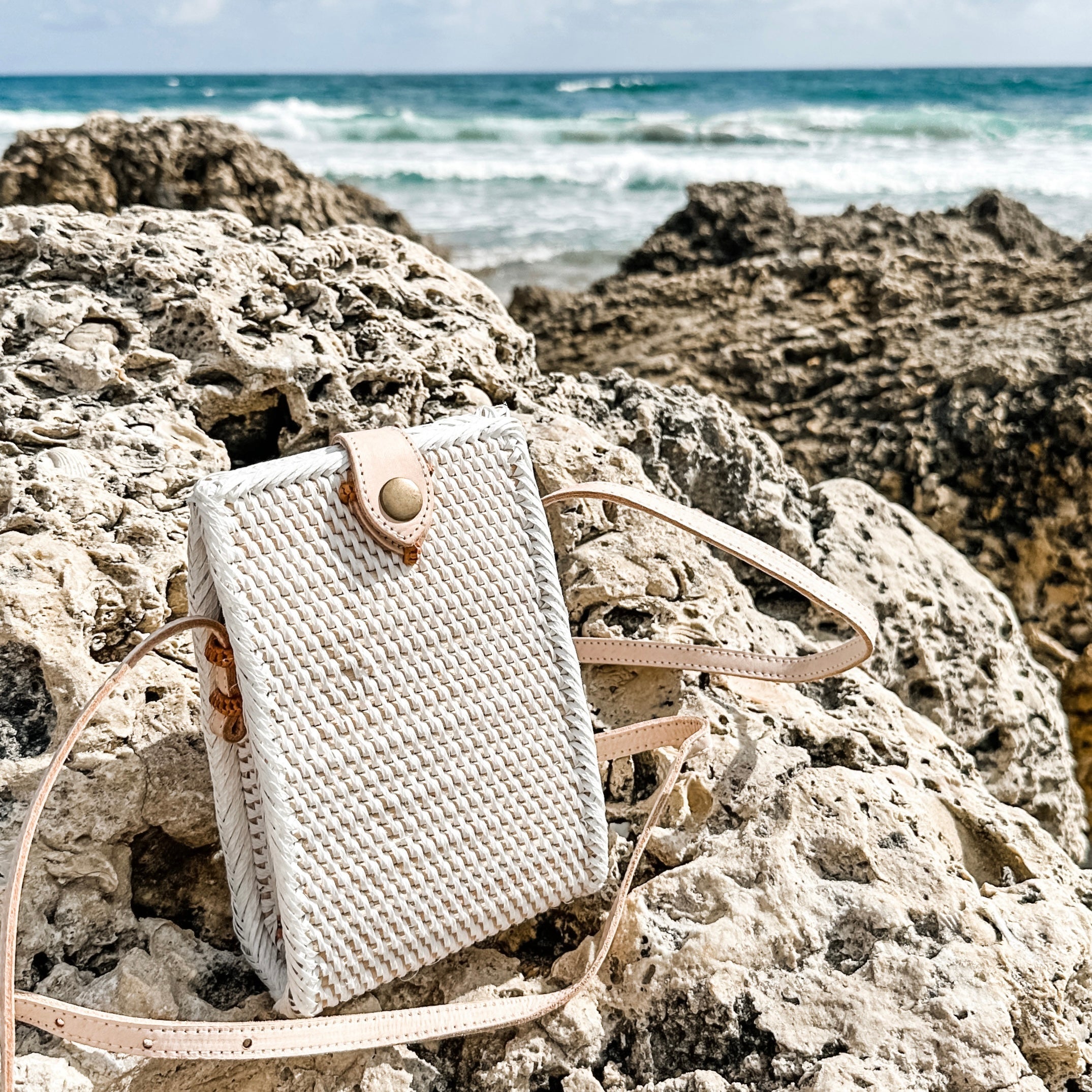 Bali Rattan Crossbody Cellphone Bag - Alyssa