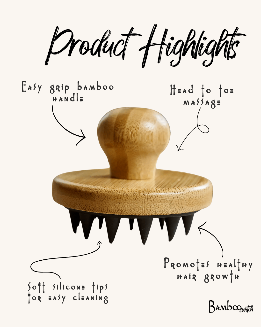 Bamboo & Silicone Scalp Massage Brush