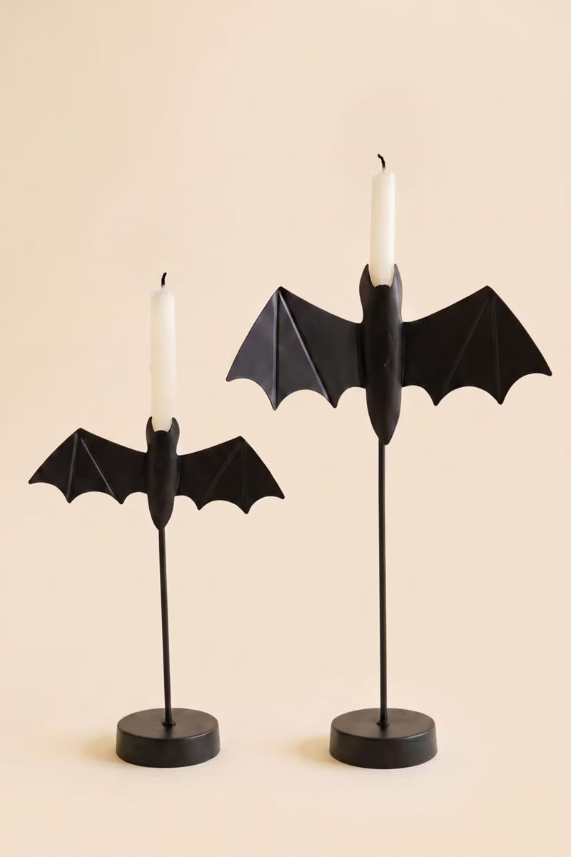Black Bat Taper Candle Holder Set of 4