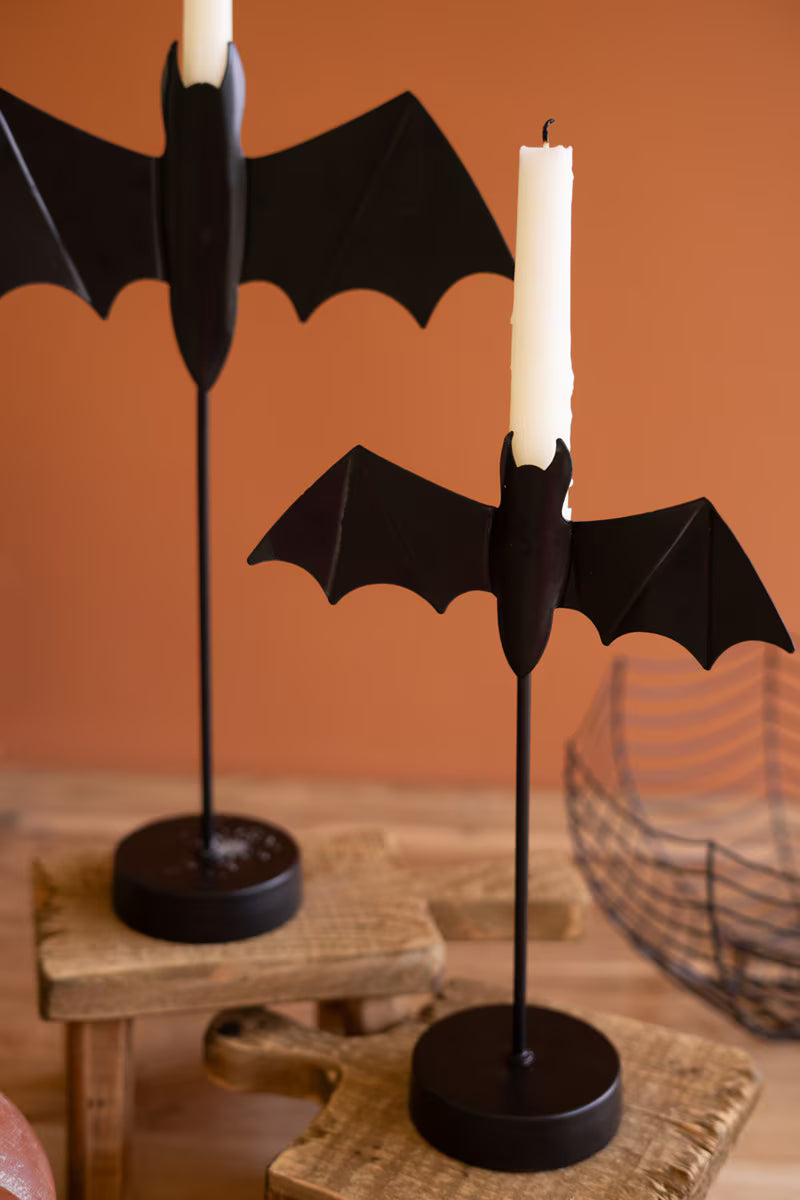 Black Bat Taper Candle Holder Set of 4