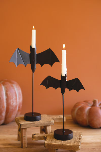 Black Bat Taper Candle Holder Set of 4