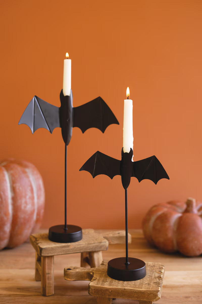 Black Bat Taper Candle Holder Set of 4