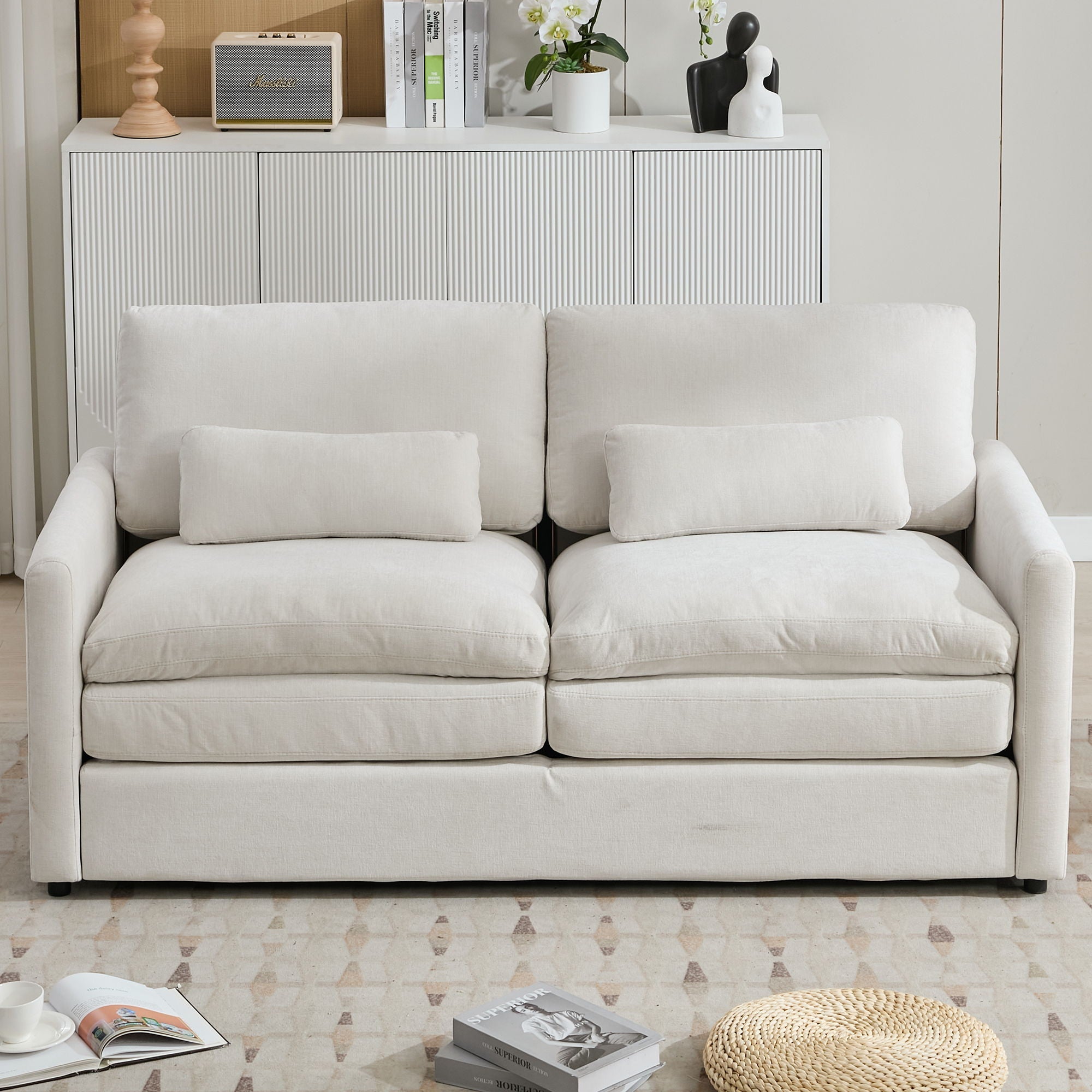 Cozy Upholstered Cushion Loveseat Sofa For Living Room