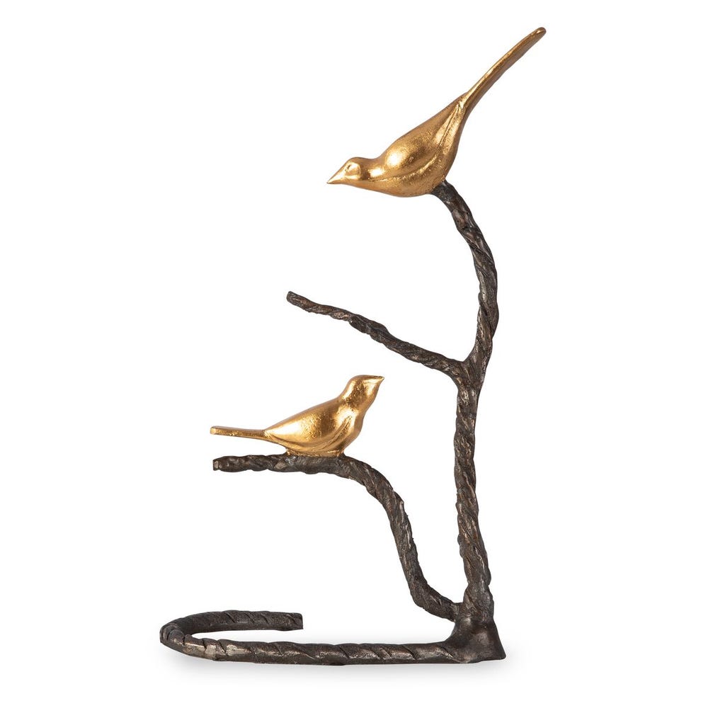 Metallic Gold Bird Branch Sculpture