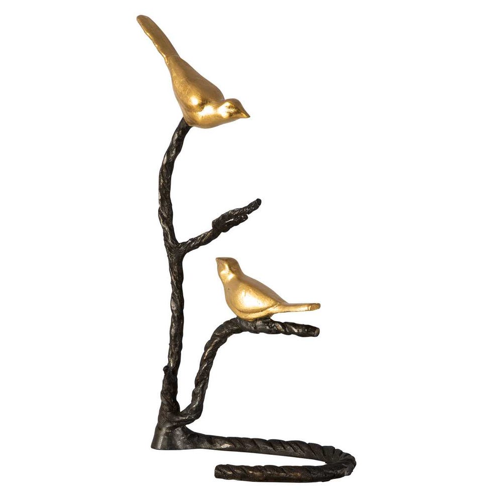 Metallic Gold Bird Branch Sculpture