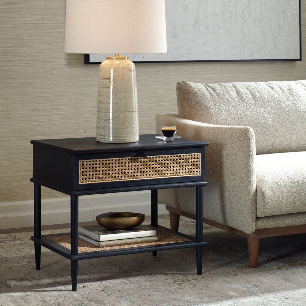 Callan Black Rattan Side Table