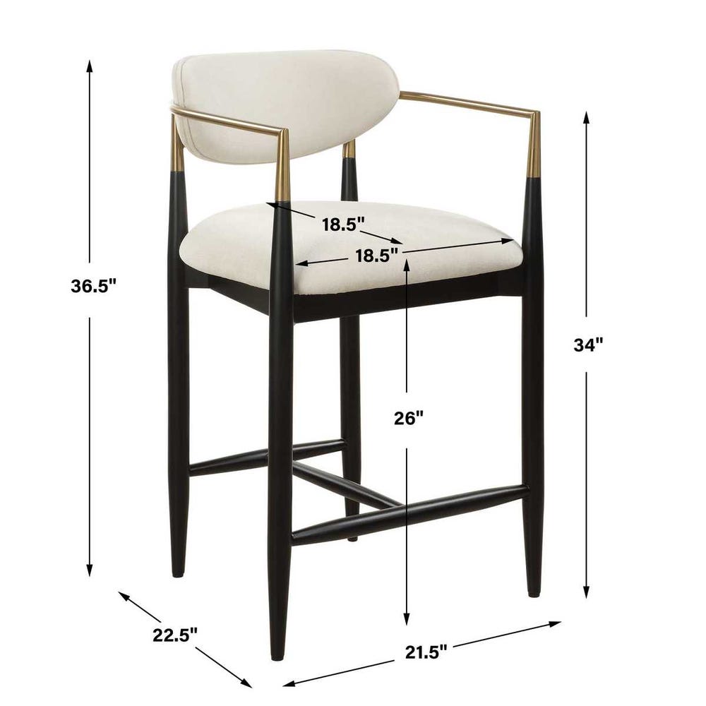 Rowan Black Velvet Counter Stool