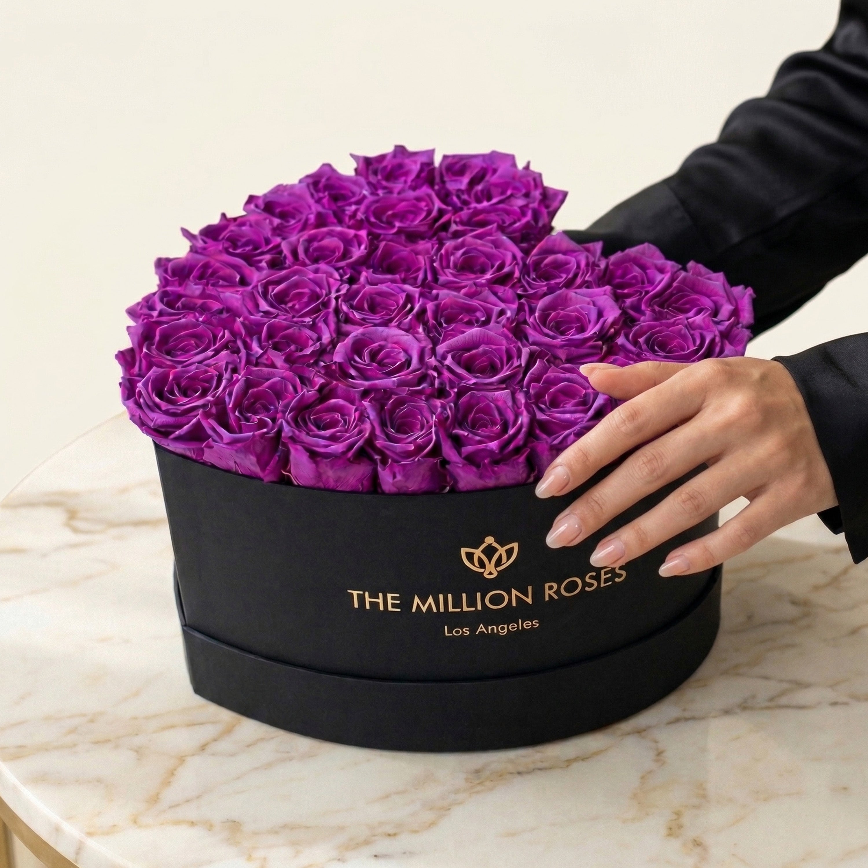 Heart Black Box | Bright Purple Roses