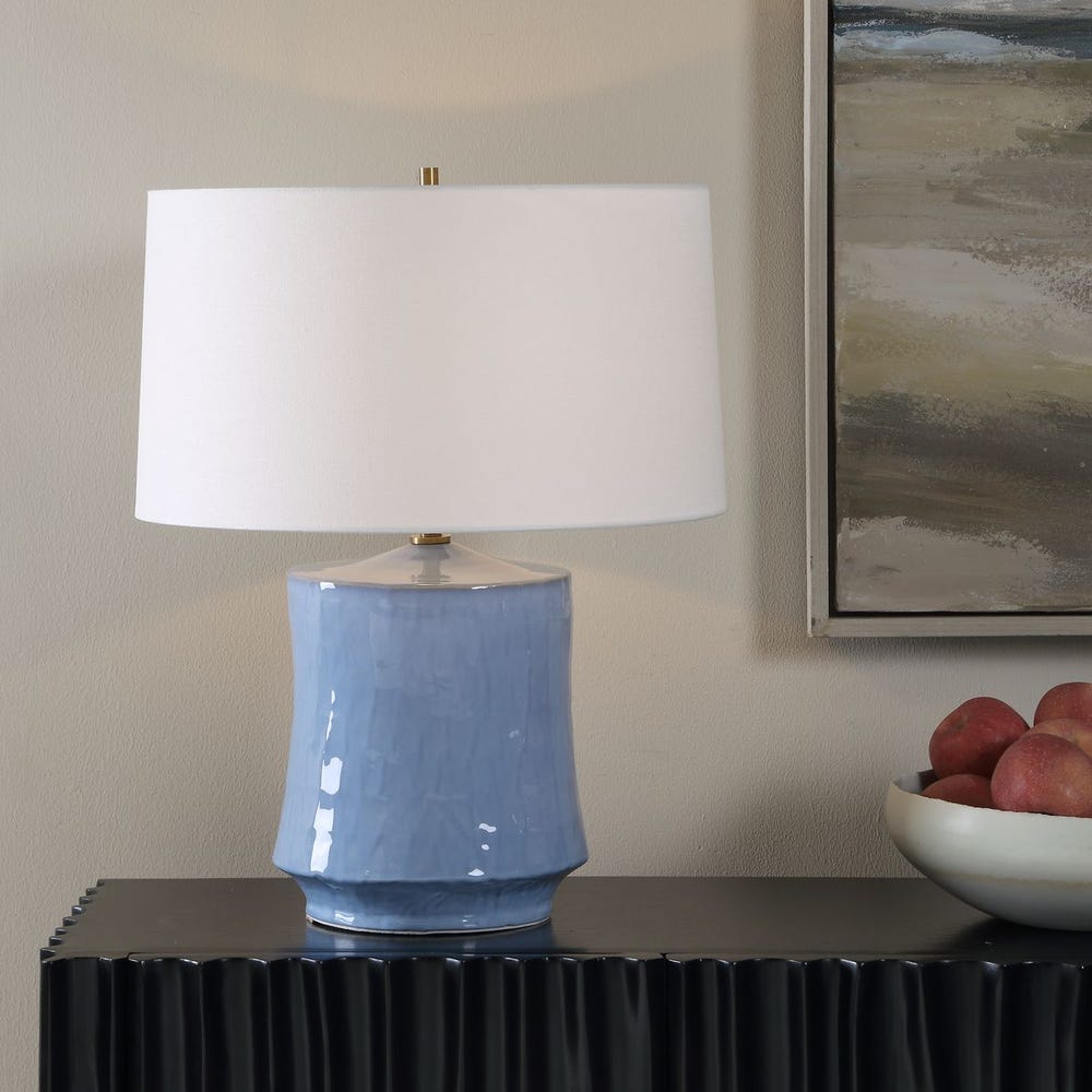 Textured Powder Blue Table Lamp