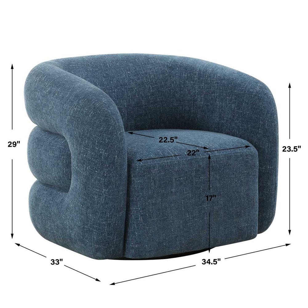 Channeled Blueberry Chenille Swivel Chair