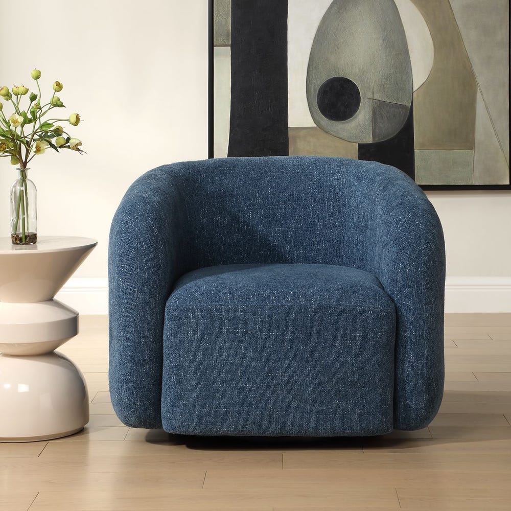 Channeled Blueberry Chenille Swivel Chair