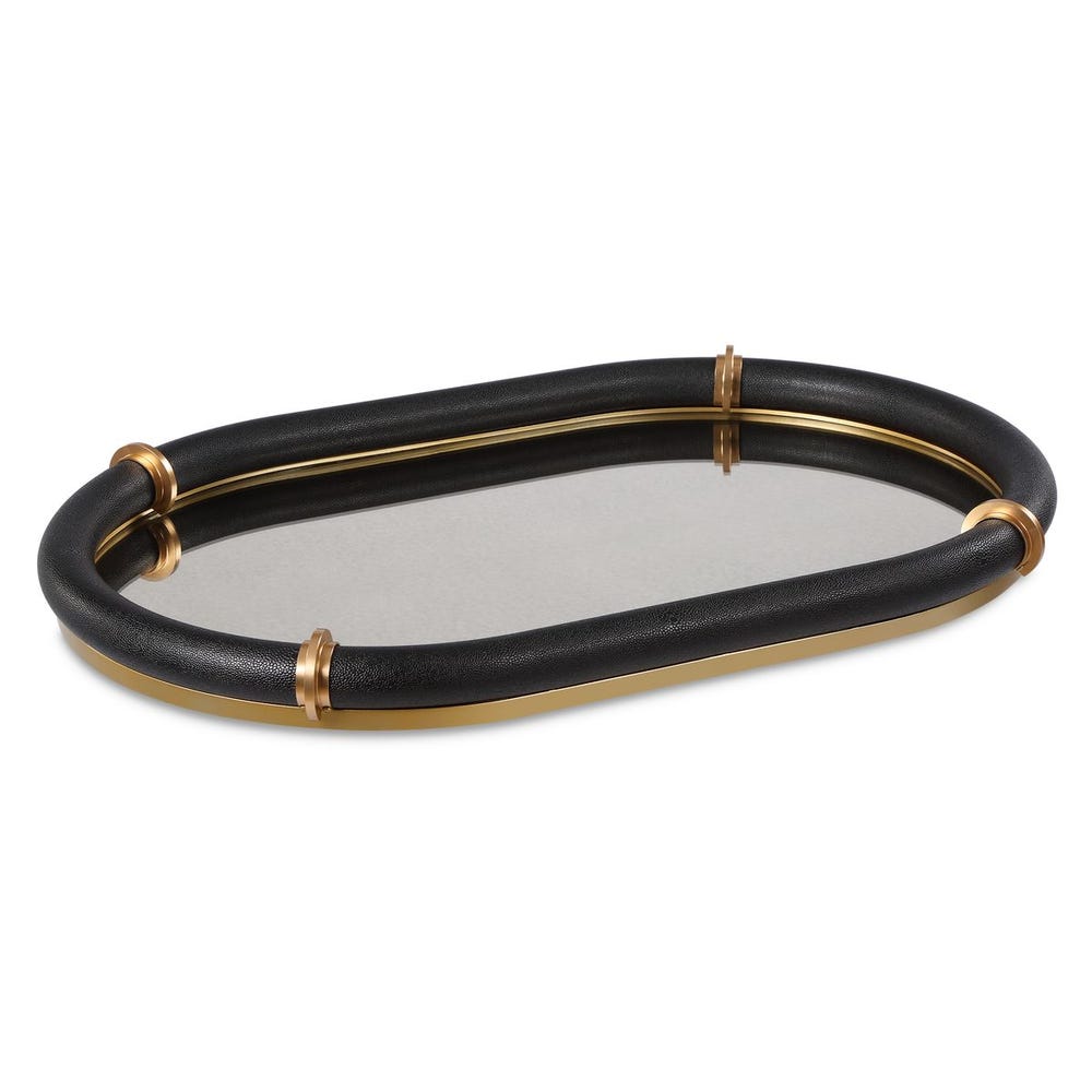 Cyprus Shagreen Mirror Oval Tray