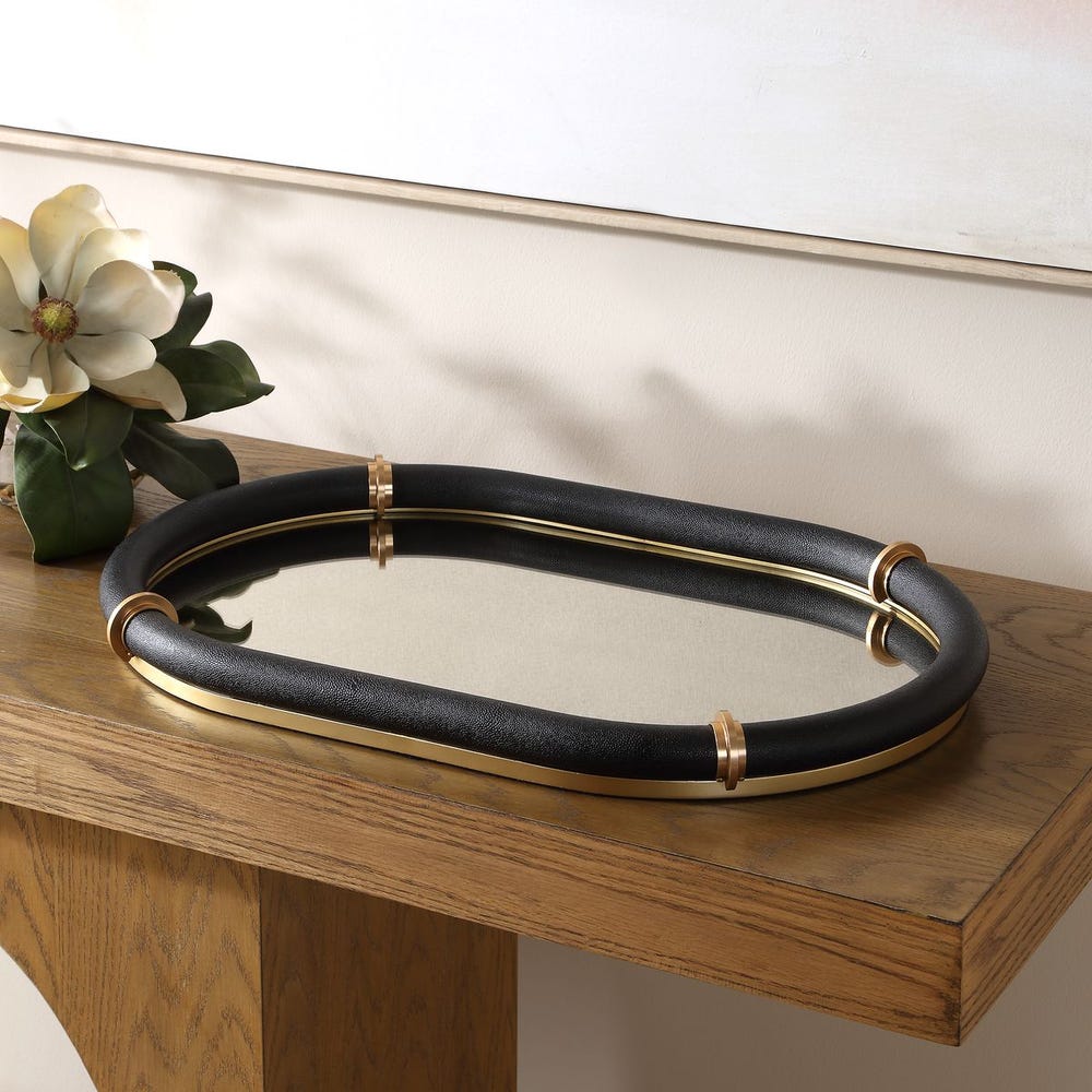 Cyprus Shagreen Mirror Oval Tray