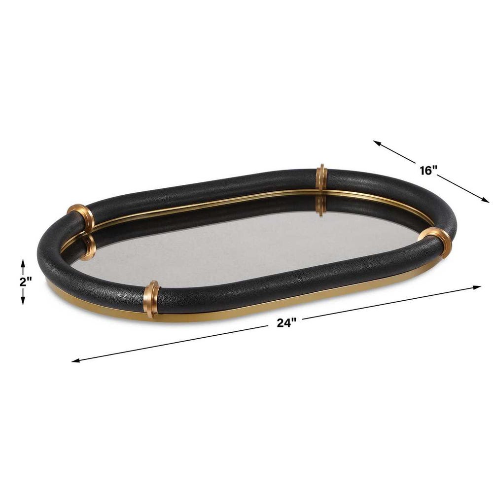 Cyprus Shagreen Mirror Oval Tray