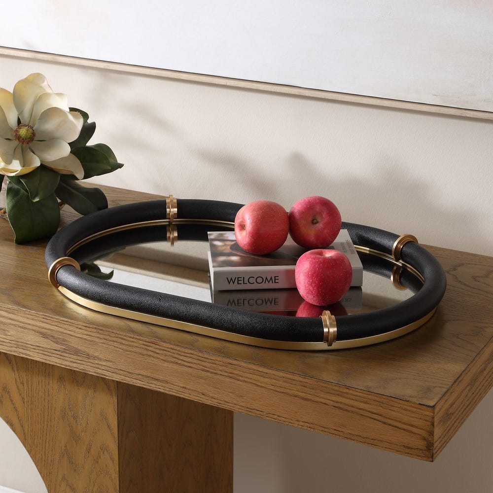 Cyprus Shagreen Mirror Oval Tray