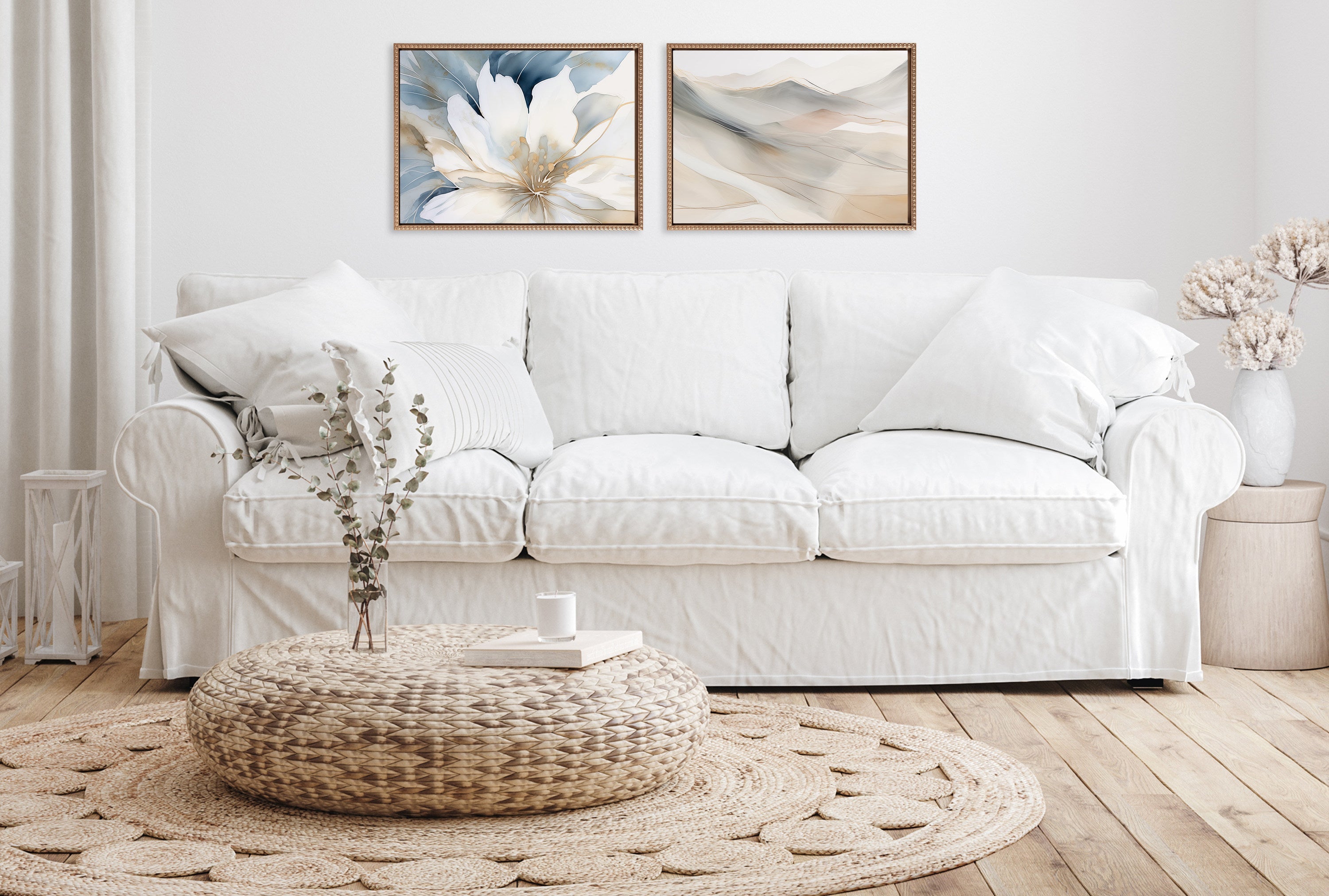 Sylvie Beaded Abstract Mystic Mountain Landscape Framed Canvas by The Creative Bunch Studio