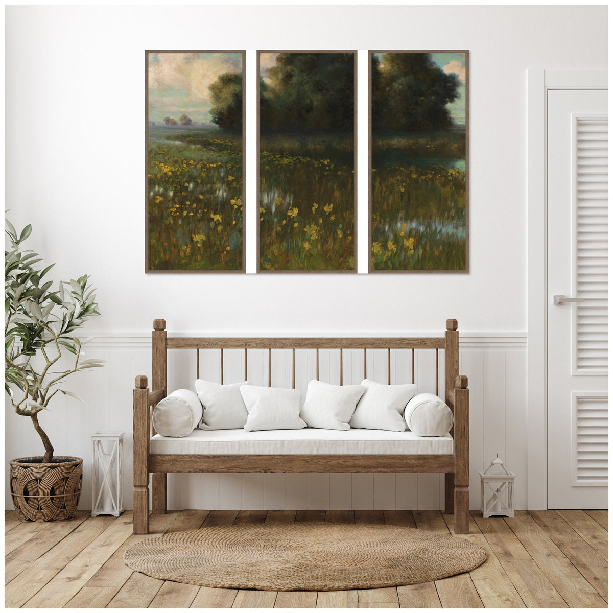 Cowslips in a Meadow Marshes 1899 Dabrowa Dabrowski 3 Piece Framed Canvas Wall Art Set by Nostalgia Prints
