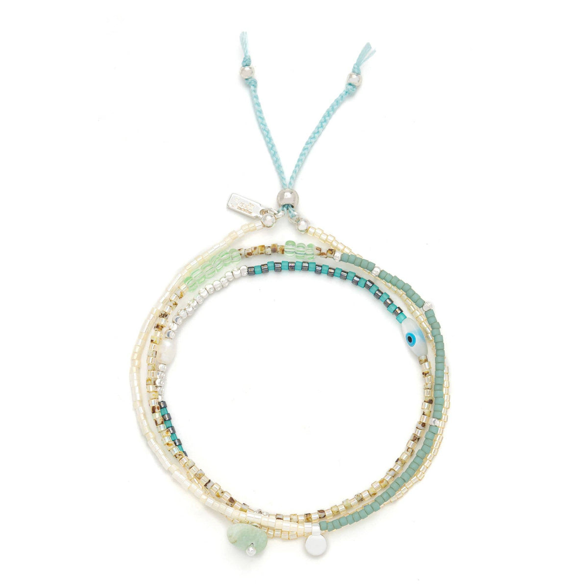 Mixed Media Wrap Bracelet/Necklace - Courage/Amazonite/Silve