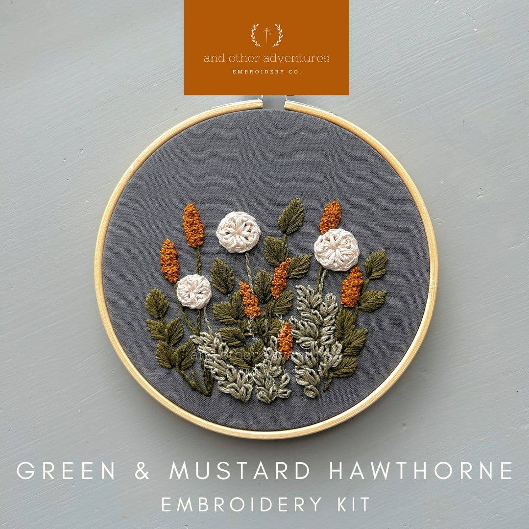 Hand Embroidery KIT - Hawthorne in Green & Mustard