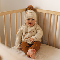 Snow Bunny Pecan Beanie Hat for Baby & Kids