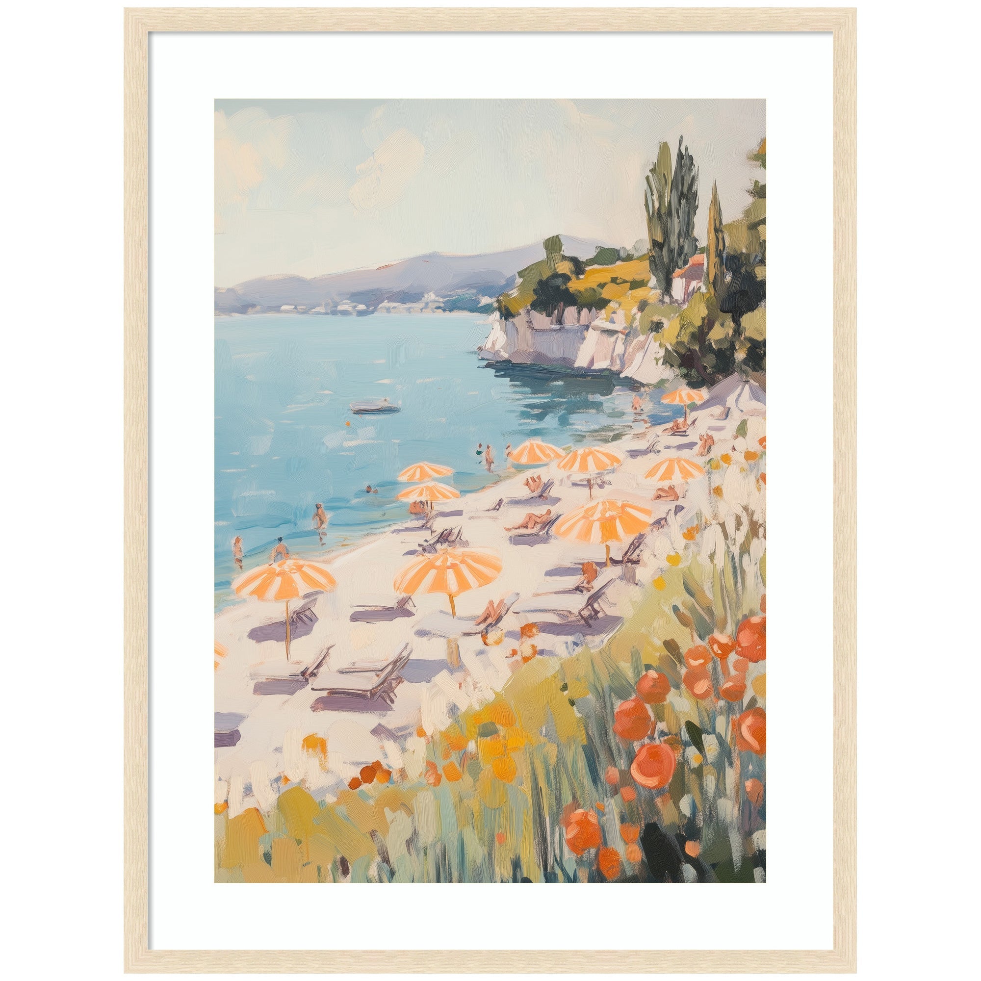 Sunny Beach Day by Melloi Art Prints Framed Wall Art Print