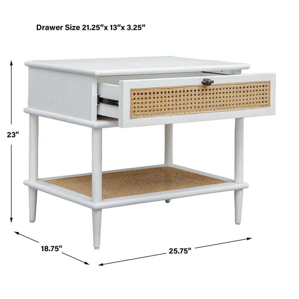 Callan White Rattan Side Table