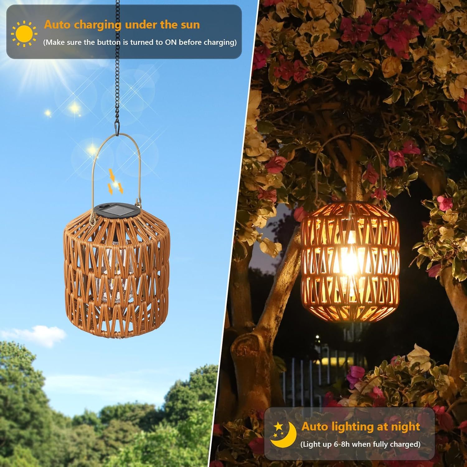 2 Pack Solar Lanterns Outdoor Waterproof