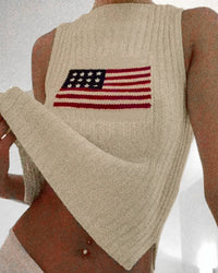 Independence Day Flag Knitted Vest Top