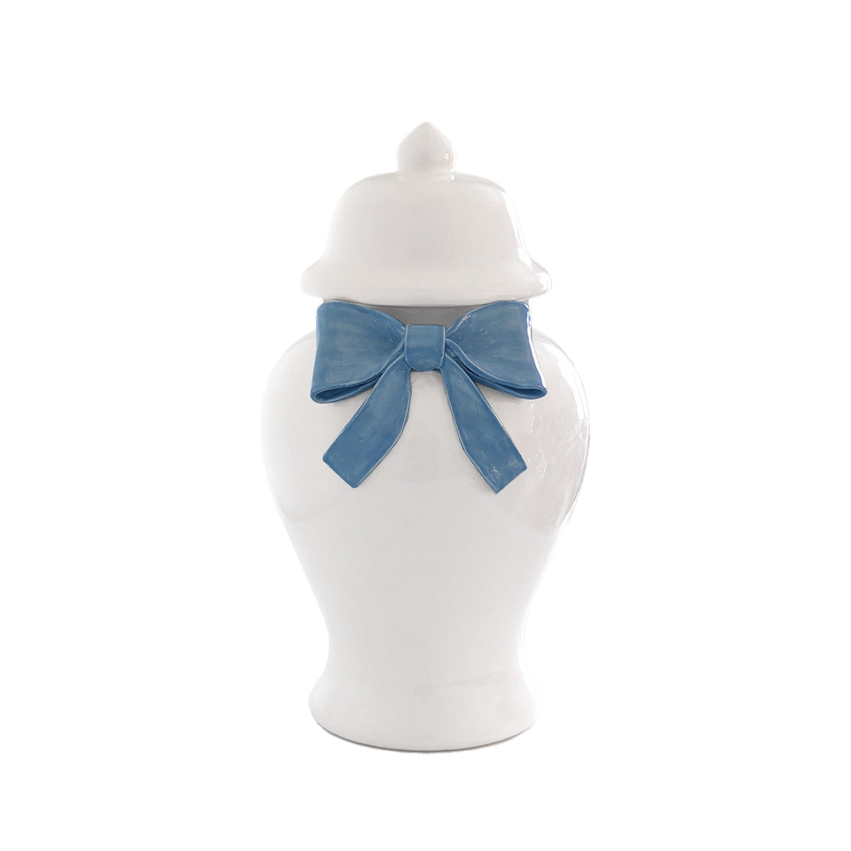 Ginger Jars with Sculpted Ceramic Bow in French Blue