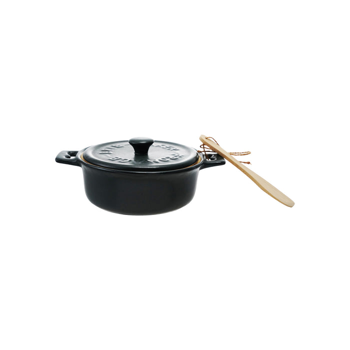 Stoneware Brie Baker with Bamboo Spreader, Set of 2 (Each Will Vary)