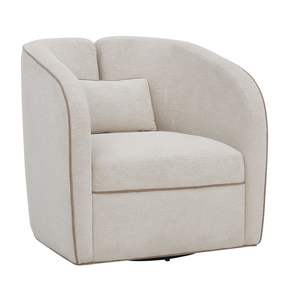 Tova Ecru Chenille Swivel Chair
