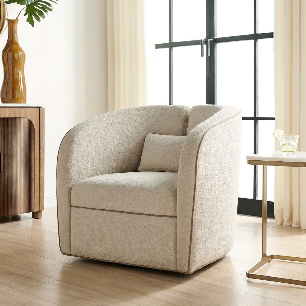 Tova Ecru Chenille Swivel Chair